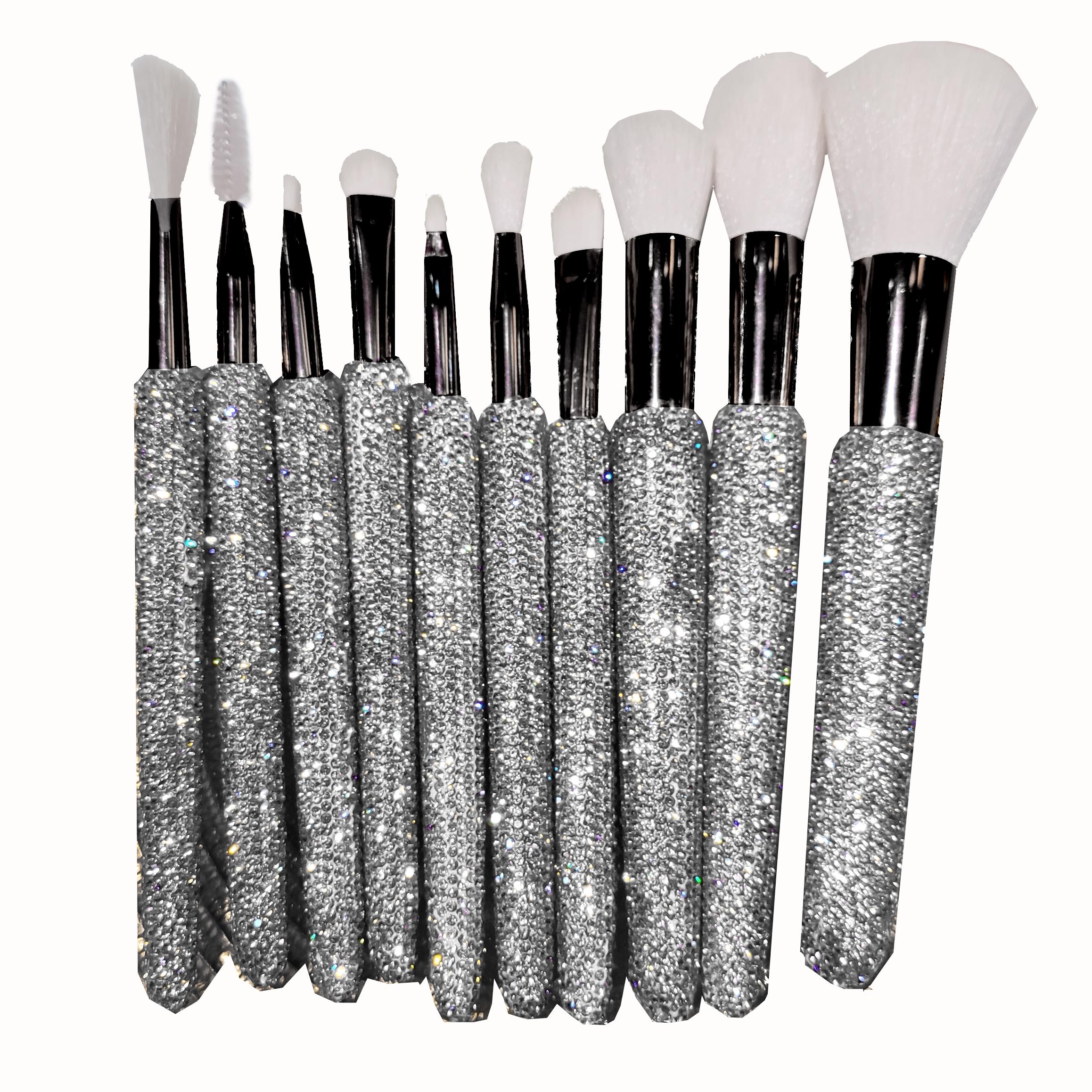 Bling Silver Rhinestone Makeup Brush Manufacturer